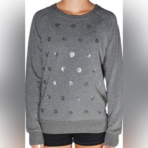 NWT Kersh Super-Soft Crewneck Sweatshirt with Sequin Polka Dots in Gray